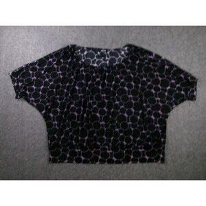 APT9 Blouse Womens 2X Purple Black Bubble Print Dolman Sleeve Gathered Waist